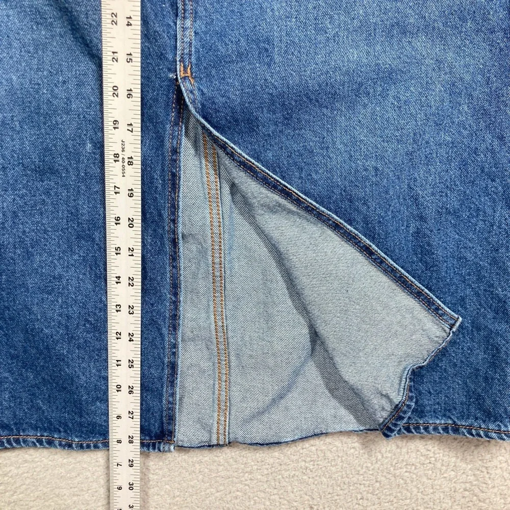 Old Navy Denim Midi Skirt Womens 10 Blue High Rise Secret Smooth Pockets Slit